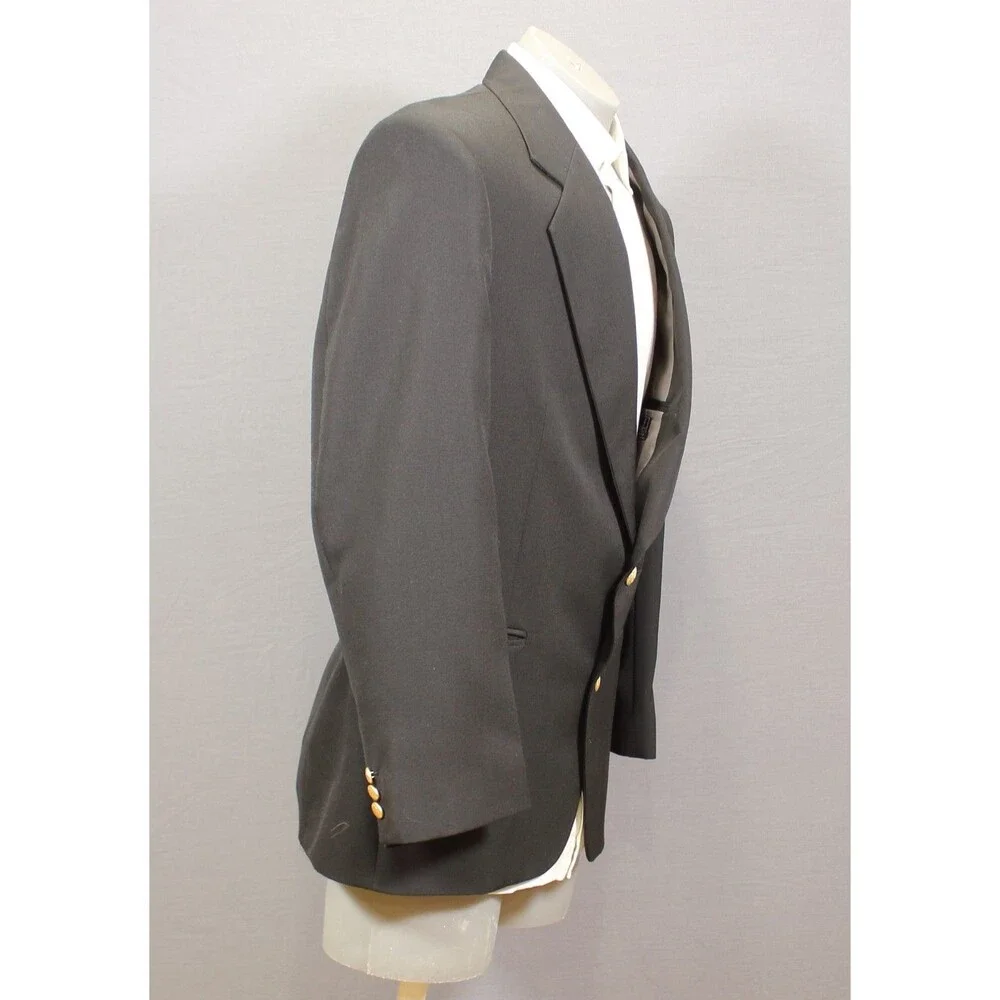 Givenchy BlazerBlack Gold Buttons Wool 2 Btn Vintage 42R Made in USA